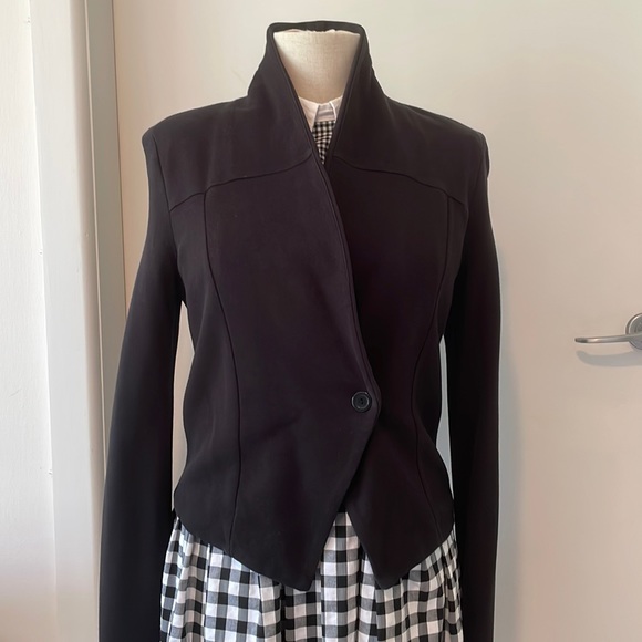 Topshop Black Jersey Blazer with Shoulder Pads, Aus Size 14 (Cotton) - Picture 3 of 16